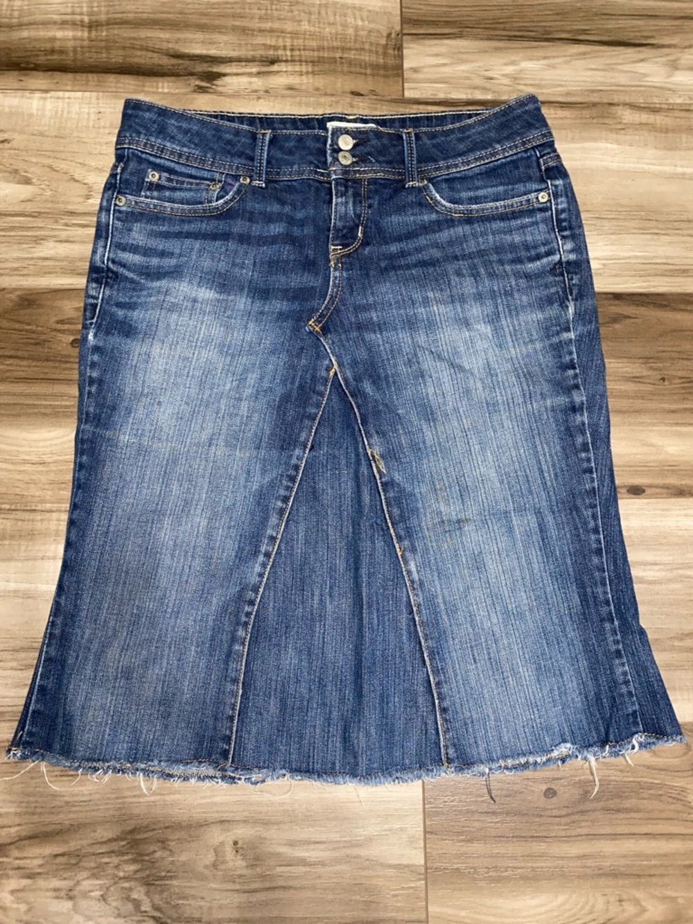 Aeropostale Blue Denim A-Line Knee Length Skirt
